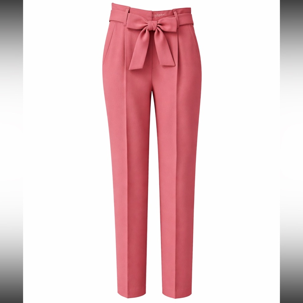 Express Women's High Waisted Paperbag Belted Ankle Pant in Rose Pink Sz 8 - Picture 1 of 7